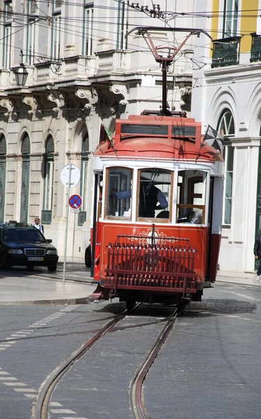 Tramway Rouge Dans Lisbon — Photo