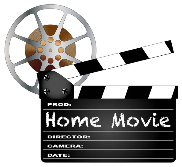 Typical Movie Clapperboard Legend Home Movie Isolated White Movie Reel — Stock Photo, Image