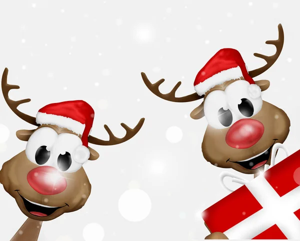 Christmas Reindeer Gift — Stock Photo, Image