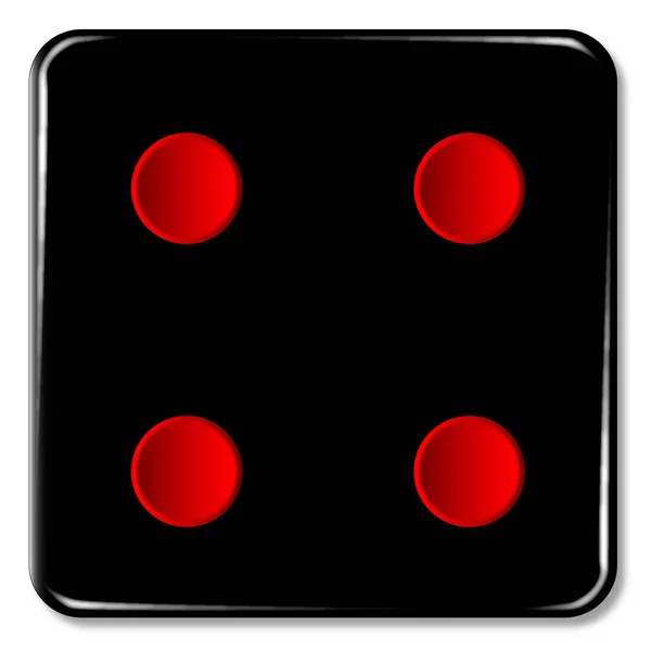 Face Dice Four Red Spots White Background — Stock Photo, Image