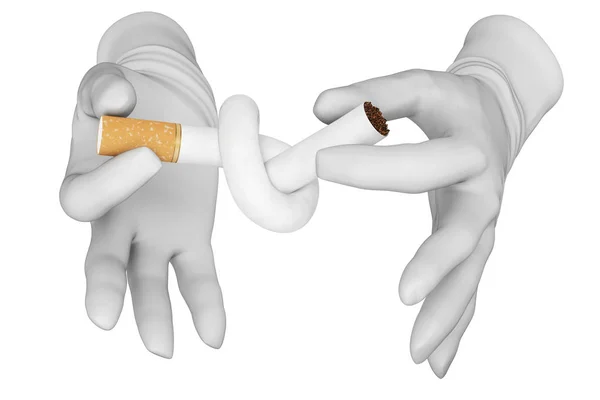 Render Cartoon Character Cigarette — Stock Photo, Image