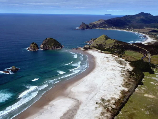 Letecké Fotografie Pobřežních Malých Ostrovů Nového Zélandu — Stock fotografie