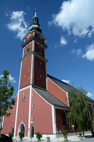 Miasto Kościół Parafialny Ried Innkreis — Zdjęcie stockowe
