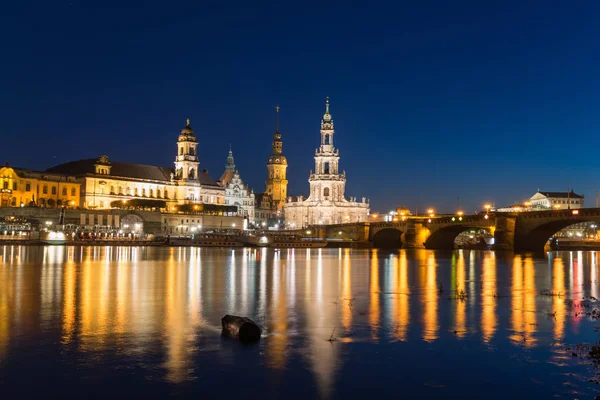 Дрезден Місто Саксонії Німеччина Після Заходу Сонця Синя Година — стокове фото
