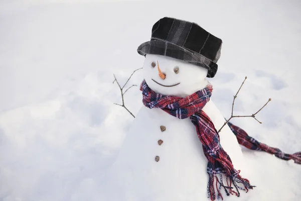 Hombre Nieve Con Bufanda Roja —  Fotos de Stock