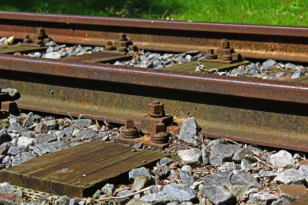 Вид Железнодорожные Пути Балластным Полом — стоковое фото