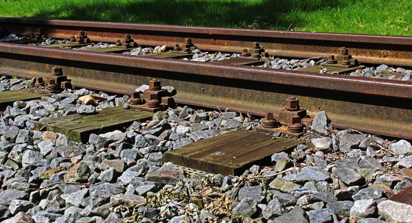 Railroad Tracks Ballast Bed Full Description — Stock Photo, Image