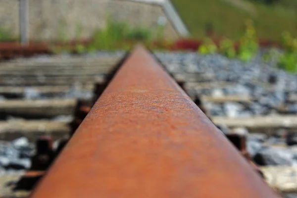 Szczegół Zardzewiałego Toru Kolejowego — Zdjęcie stockowe