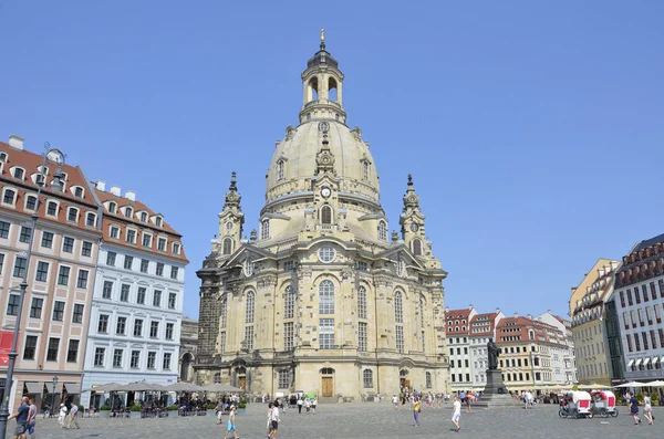 Frauenkirche Και Neumarkt Dresden — Φωτογραφία Αρχείου