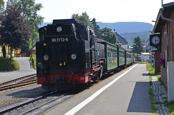 Železniční Stanice Fichtelbergbahn Neudorfu Erzgebirge — Stock fotografie