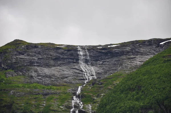 Norway Geirangerfjord Geiranger Vízesés Szurdok — Stock Fotó