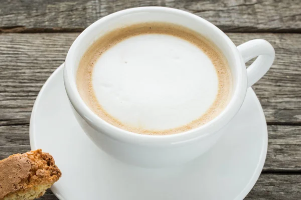 Primer Plano Taza Blanca Capuchino — Foto de Stock