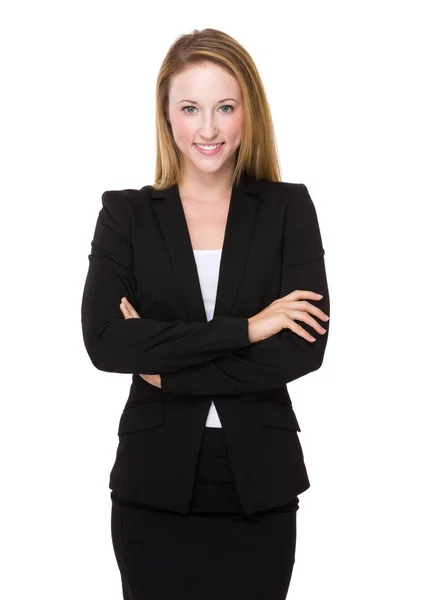 Junge Geschäftsfrau Auf Weißem Hintergrund — Stockfoto