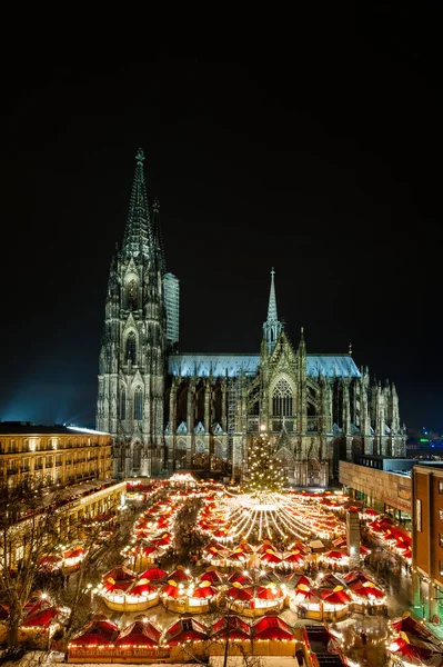 Kölni Karácsonyi Piac Katedrális Háttérben Jobbra Látható Római Germán Múzeum — Stock Fotó