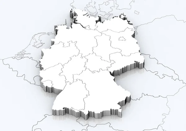 Alemania Con Sus Estados Federales Sus Países Vecinos Como Renderizado — Foto de Stock