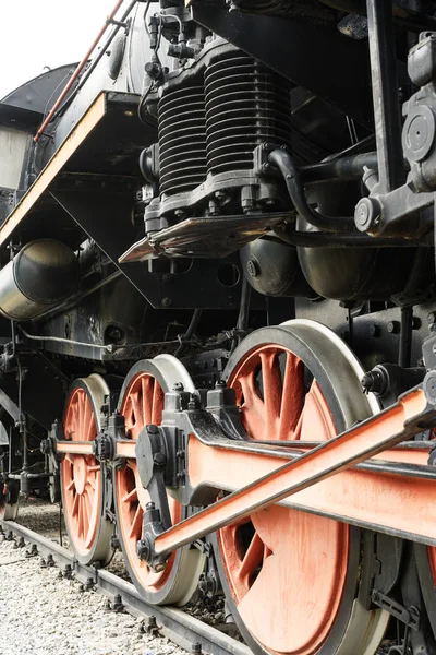 Locomotora Vapor Histórica Primer Plano Del Transporte Por Ferrocarril — Foto de Stock