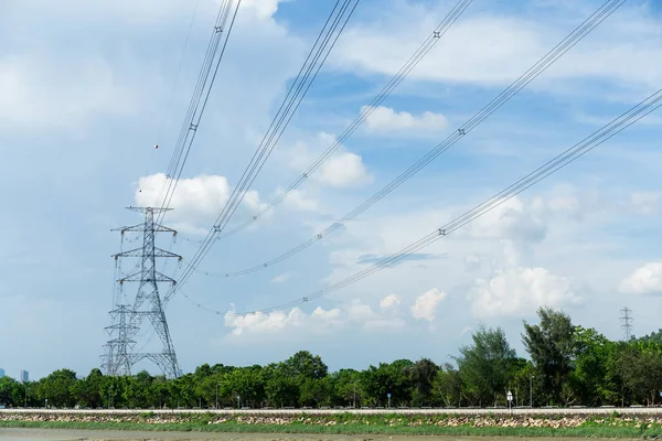 Líneas Transmisión Líneas Eléctricas — Foto de Stock