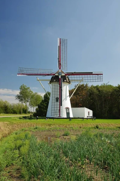 Naturskön Utsikt Över Landskapet Med Väderkvarnsbyggnad — Stockfoto