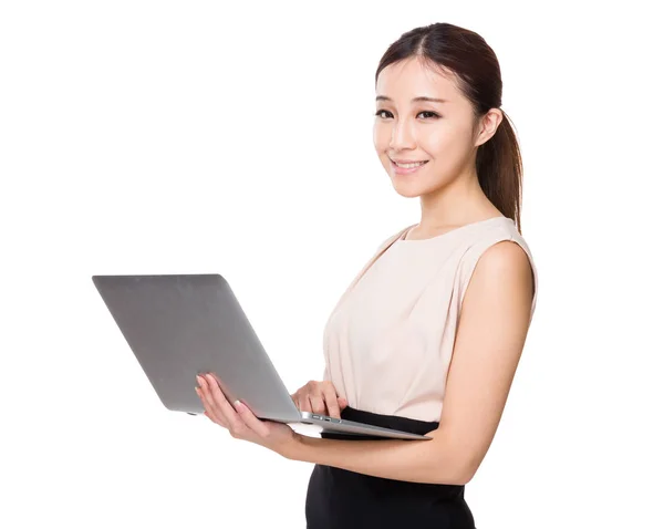 Woman Use Laptop Computer — Stock Photo, Image
