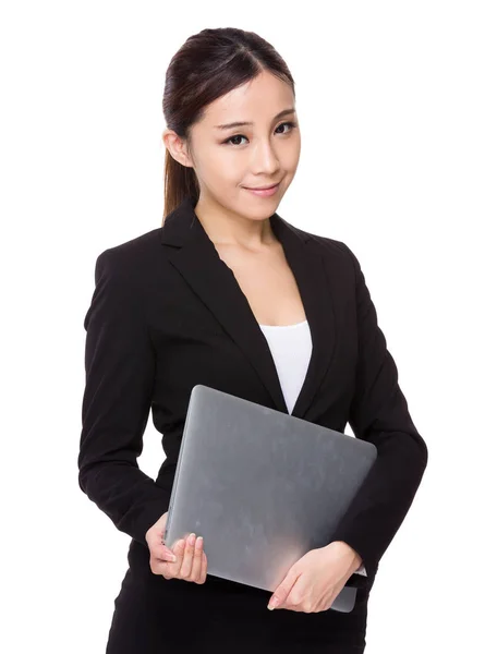 Young Businesswoman Hold Laptop Computer — Stock Photo, Image