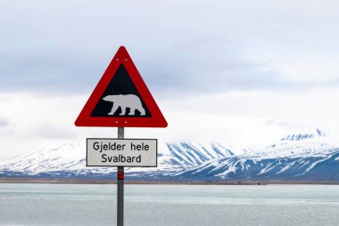 Polar bear warning signs in Svalbard, Norway clipart