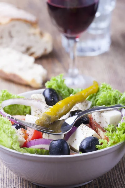 Salada Grega Fresca Com Azeitonas — Fotografia de Stock
