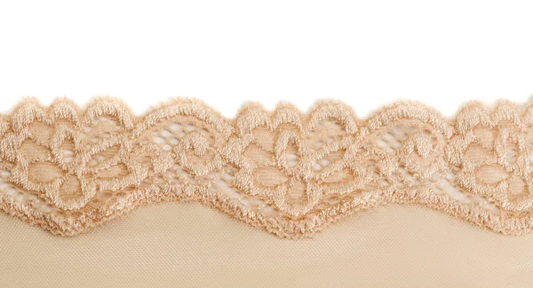 Dentelle Ajourée Coton Beige Isoler Sur Blanc — Photo