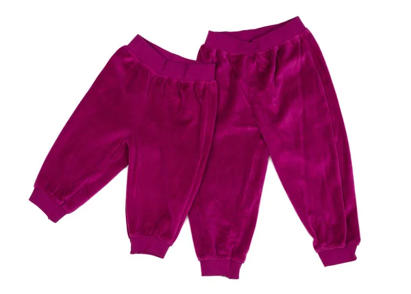 Pantalones Bebé Crimson Cotton Aislar Blanco —  Fotos de Stock