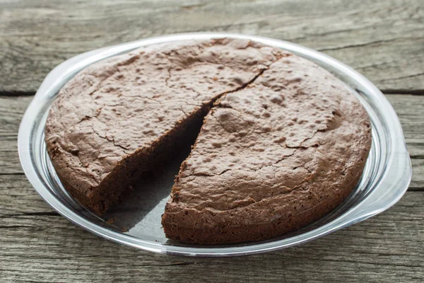 Шоколадный Торт Свете Тарелке — стоковое фото