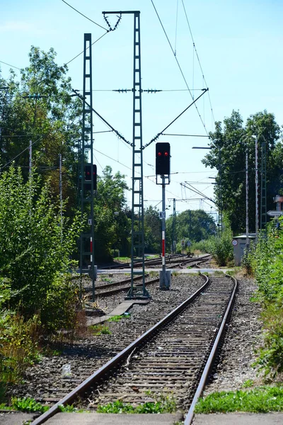 Trilhos Ferroviários Pistas Estação Wolfratshausen — Fotografia de Stock