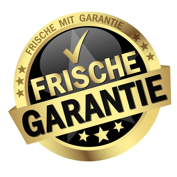 Farbige Taste Mit Banner Und Text Garantiert Frisch — Stockfoto