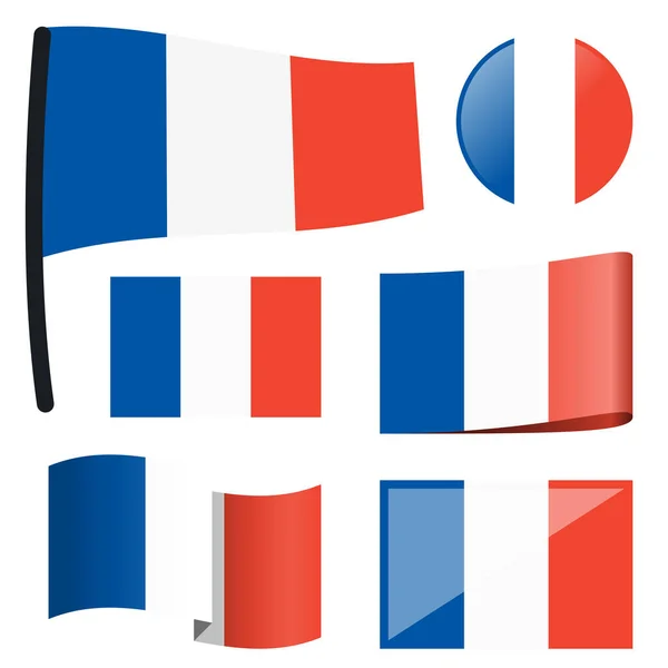 Sammlung Von Verschiedenen Geschwenkten Flaggen Des Landes Frankreich — Stockfoto