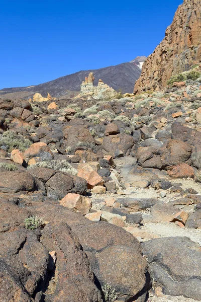 Formazioni Rocciose Nel Parque Nacional Del Teide Alle Spalle Pico — Foto Stock
