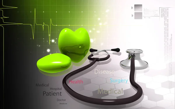 Digital Illustration Stethoscope Heart Colour Background — 스톡 사진