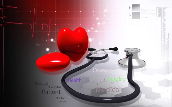 Digital Illustration Stethoscope Heart Colour Background — 스톡 사진