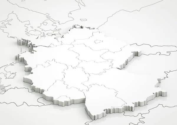 germany map as 3d rendering with refugees at border countries