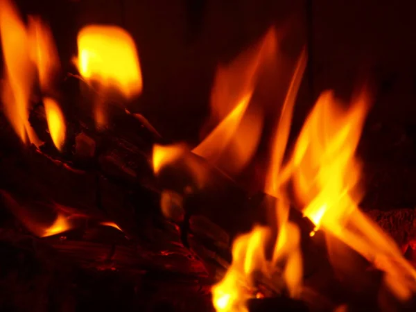 篝火的红色火焰 篝火的燃烧 — 图库照片