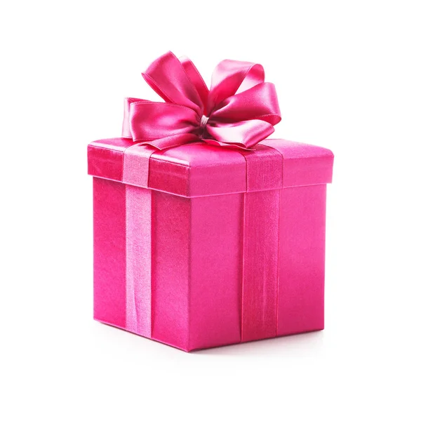 Caixa Presente Rosa Com Laço Fita Presente Férias Objeto Isolado — Fotografia de Stock