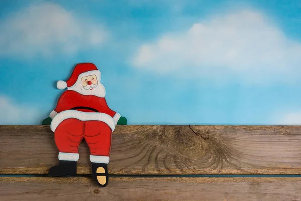 Santa Claus Uma Tábua Madeira — Fotografia de Stock