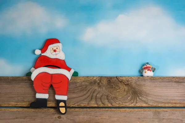 Santa Claus Uma Tábua Madeira — Fotografia de Stock