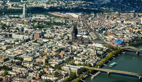 Luftaufnahme Von Köln Von Der Rechten Rheinseite Deutzer Brücke Und — Stockfoto
