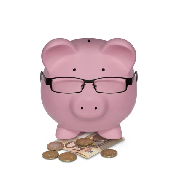 Banco Piggy Representado Como Gerente Isolado Fundo Branco — Fotografia de Stock