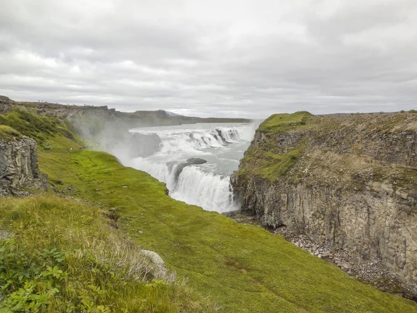 Bewolkt Landschap Met Inbegrip Van Gullfoss Waterval Ijsland — Stockfoto