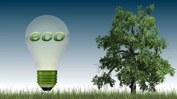 Зеленая Энергетика Деревом Травой — стоковое фото