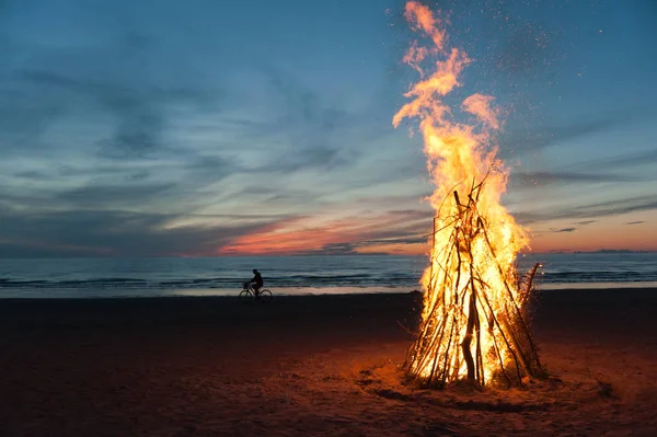 Adiós Fuego Verano Playa Narvajoesuu — Foto de Stock