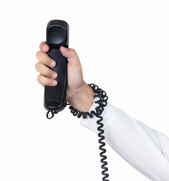 Рука Тримає Телефон Ізольовано Білому — стокове фото