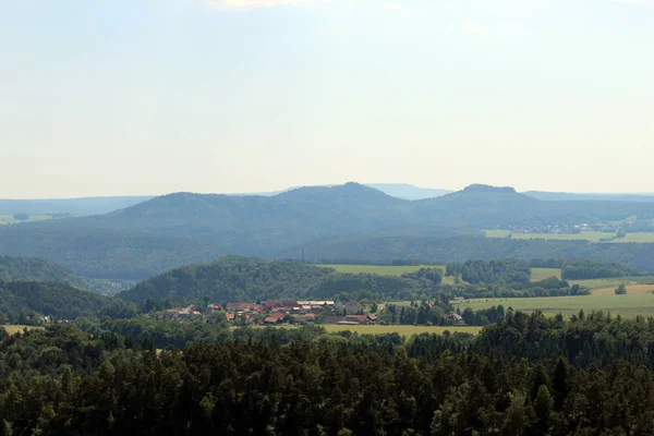 Visualizza Schrammstein Olbe Arenaria Montagne Sassone Svizzera — Foto Stock