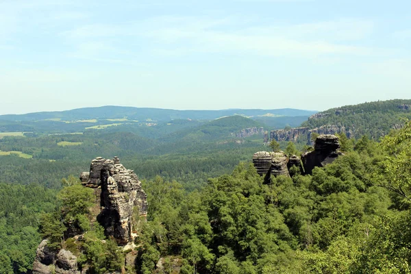 Schrammstein Βράχος Δάσος Elbe Βουνά Ψαμμίτη Saxon Ελβετία — Φωτογραφία Αρχείου