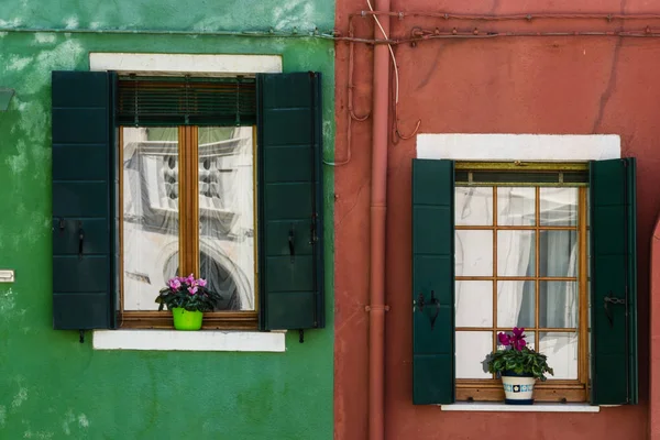 Janela Característica Burano Itália — Fotografia de Stock