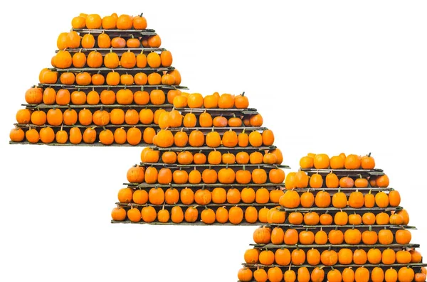 Trois Citrouilles Décoratives Empilées Forme Pyramide — Photo